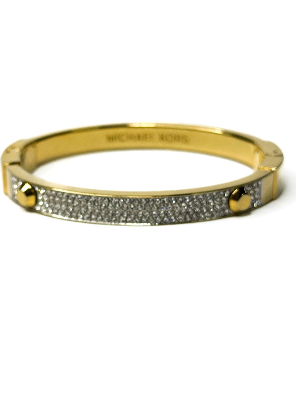 Michael Kors Gold Crystal Pave Hinged Bangle Bracelet